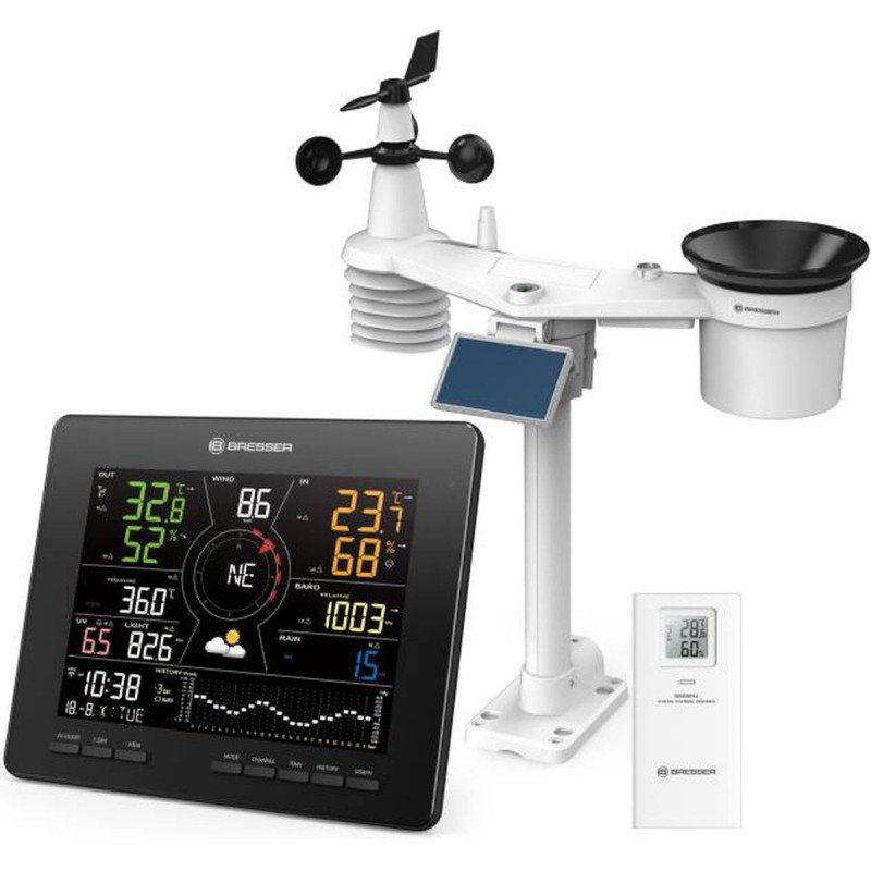 stazione meteo bresser wlan 4cast 7in1 con pannello solare bianco/nero