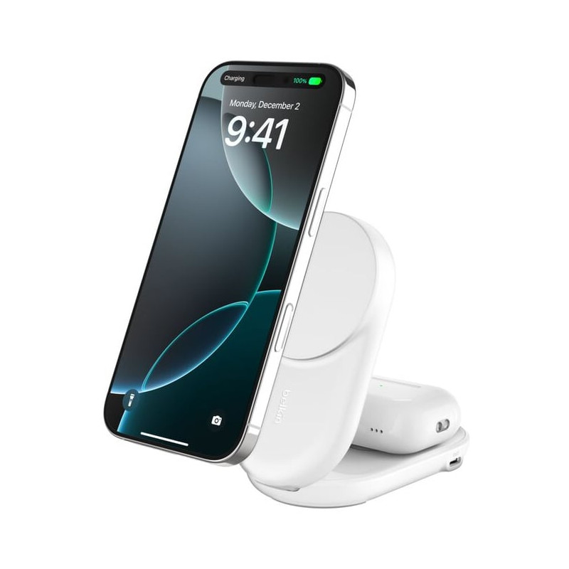 caricabatterie magnetico belkin ultracharge 2in1 qi2 pieghevole 25w