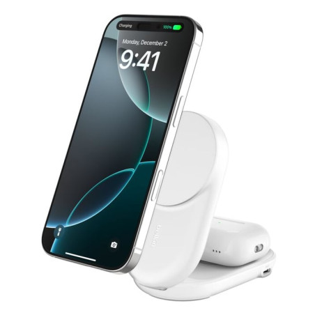 caricabatterie magnetico belkin ultracharge 2in1 qi2 pieghevole 25w