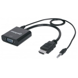 cavo convertitore manhattan da hdmi a vga con audio 30cm nero