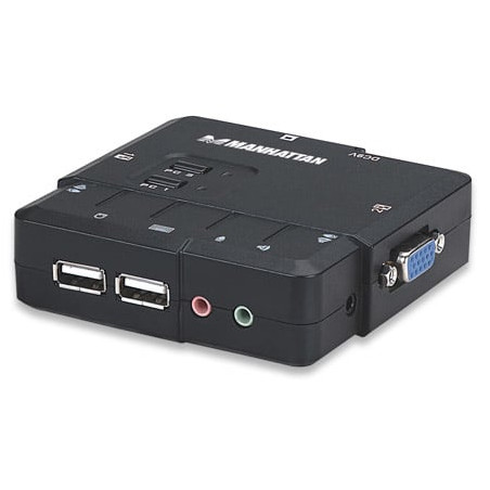 Kvm switch 2 porte usb/audio black