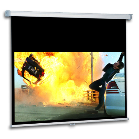 schermo proiezione provis enjoy con bordi manuale a molla 197x111cm