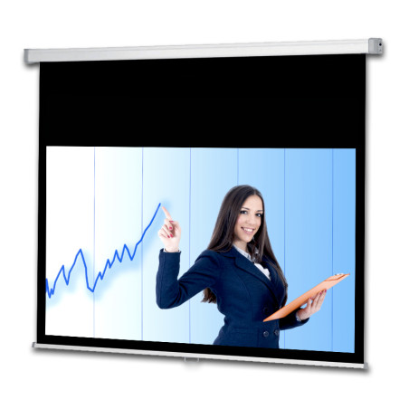 schermo proiezione provis enjoy con bordi manuale a molla 197x123cm