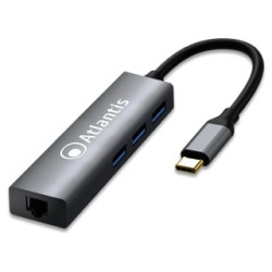 adattatore video atlantis tipo c lan + 3 porte usb 3.0 8cm [a04-tc_lan+hb]