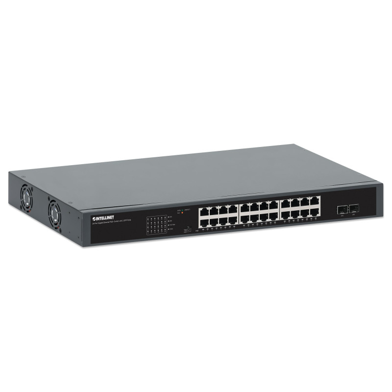 switch intellinet gigabit ethernet 24-porte poe+ con 2 porte