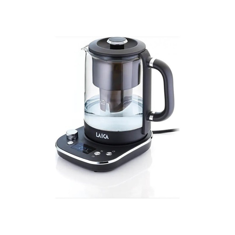 bolittore elettrico laica kj4000l con filtro 1.5l 2400w nero/transparente