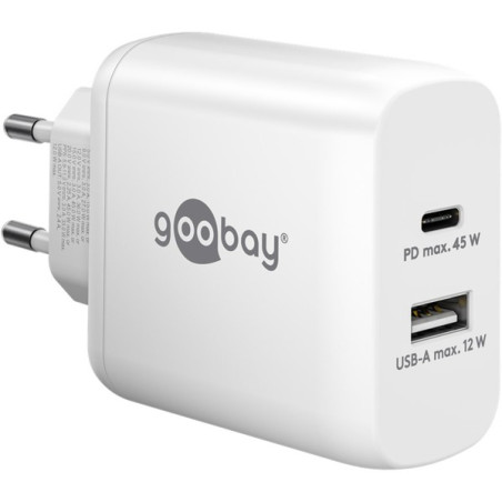 alimentatore da rete goobay usb c pd 45w bianco [65412]