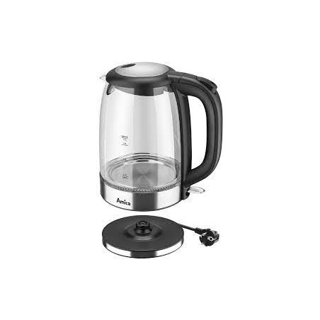 bollitore elettrico amica in vetro 1.7l kd2050 nero/argento/trasparente