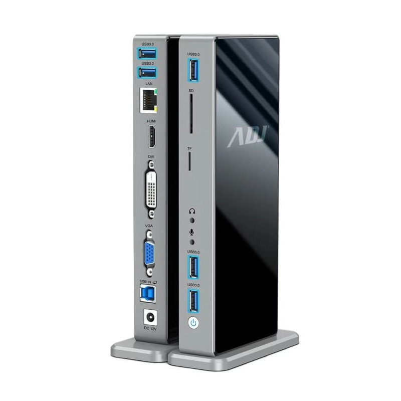 docking station adj 15in1 usb3.0 york hdmi+dvi+vga+lan+5*usb+sd/tf+3.5mm