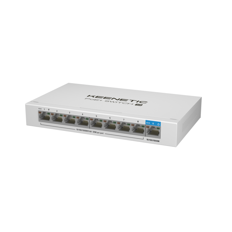 switch keenetic gigabit a 9 porte 1x1gbps + 8x1gbps poe+ 120w bianco