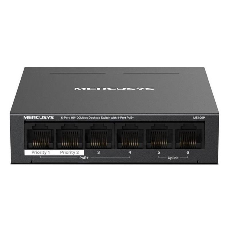 switch mercusys 6 porte 10/100 mbps con poe+ nero