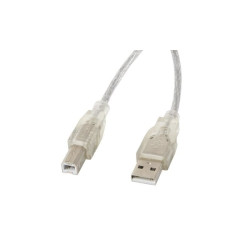 cavo lanberg usb 2.0 m/usb b 2.0 m 3m trasparente [ca-usba-12cc-0030-tr]