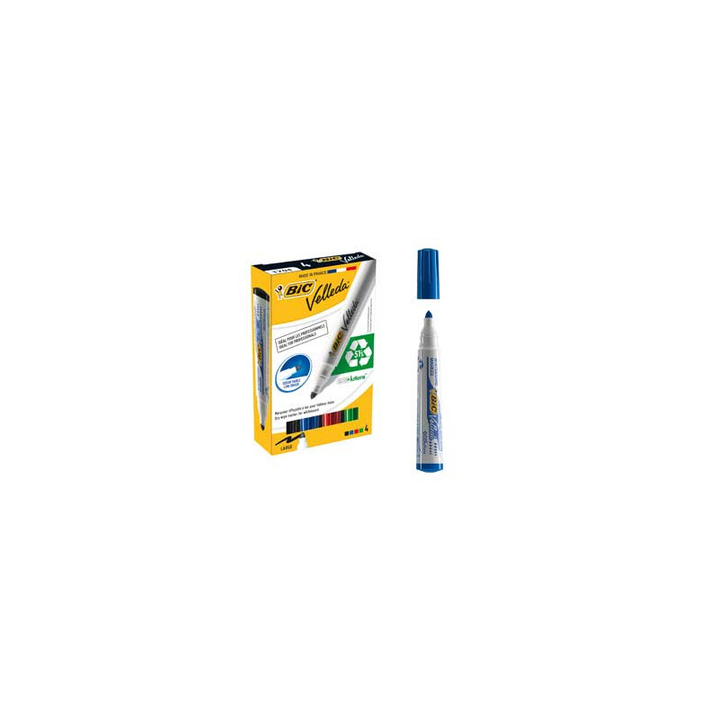astuccio 4 marcatori p.tonda whiteboard velleda? 1701 recycled bic?