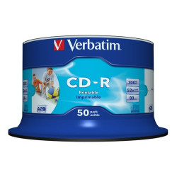 confezione cd-r 52x700mb verbatim, 50 pezzi, lato stampabile