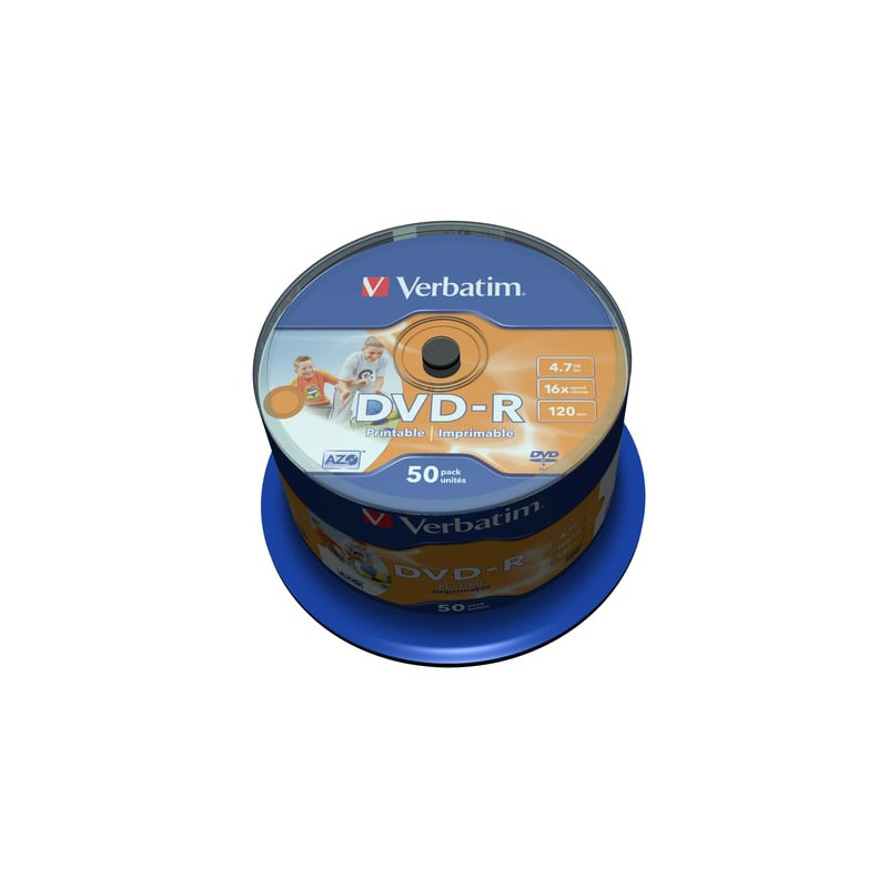 confezione dvd-r 16x4.7gb verbatim, 50 pezzi, stampabile [ecvrbdmrl50]