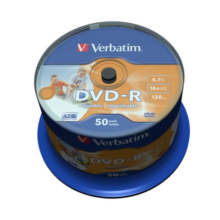 confezione dvd-r 16x4.7gb verbatim, 50 pezzi, stampabile [ecvrbdmrl50]