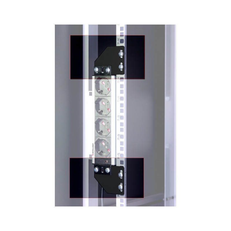 staffe per montaggio verticale su montanti rack nero