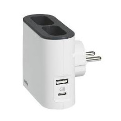 multipresa rotativa legrand con 2 prese 2x2p + usb ac splitter bianco/nero