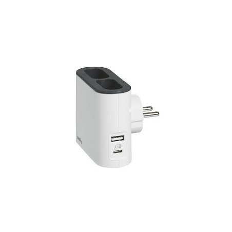 multipresa rotativa legrand con 2 prese 2x2p + usb ac splitter bianco/nero