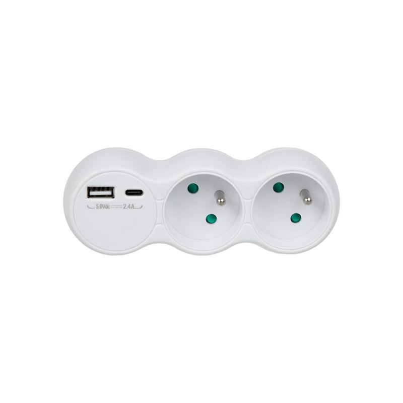 presa multipla maclean mce339e 2 prese con usb a/c tipo e 2x16a bianco