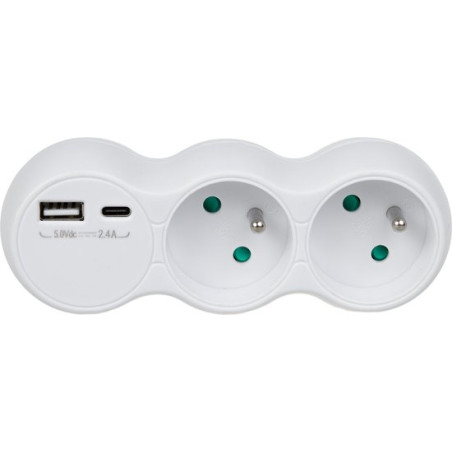presa multipla maclean mce339e 2 prese con usb a/c tipo e 2x16a bianco