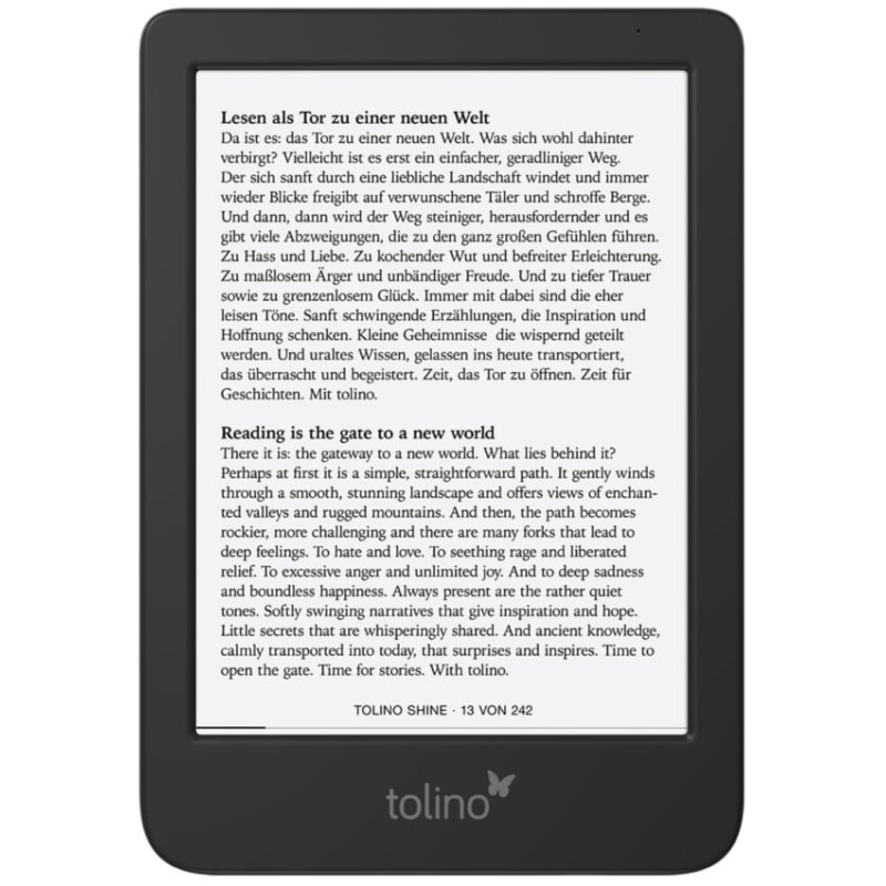 lettore e-book 6" tolino 1072x1448p/512mb/16gb/nero [shine