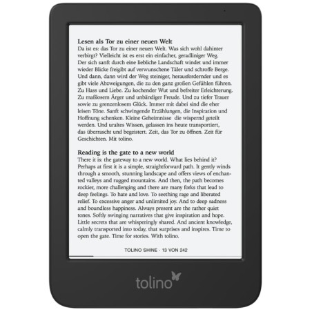 lettore e-book 6" tolino 1072x1448p/512mb/16gb/nero [shine