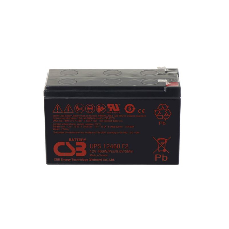 batteria csb ups12460f2 per ups 12460 12v/9.6ah rosso/nero [azcsbuay12460f2]