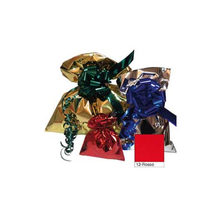 50 buste regalo in ppl metal lucido 20x35cm rosso senza patella adesiva