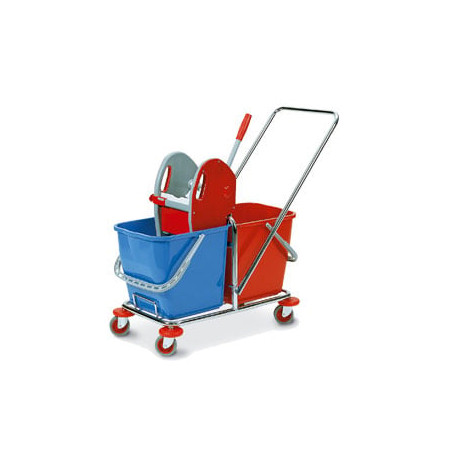 carrello duo doppia vasca 25+25lt con pressa in factory [0470b]