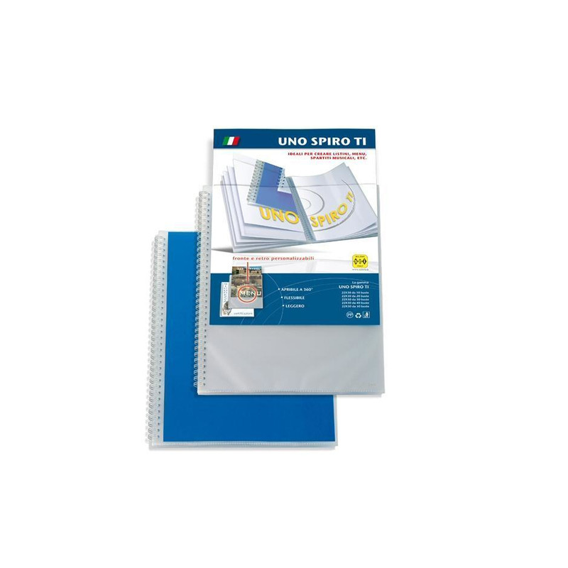 portalistini a buste fisse sei rota uno ti 22x30 50 buste blu spiral