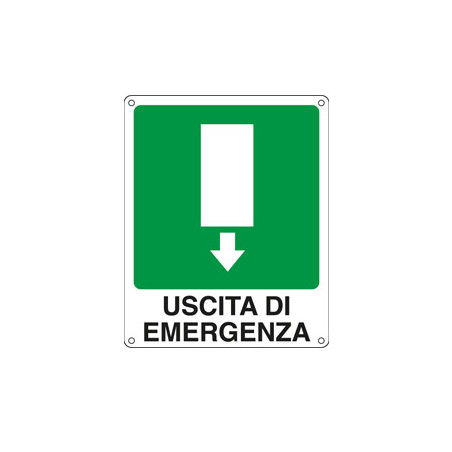 cartello alluminio 25x31cm 'uscita di emergenza' [20107x]