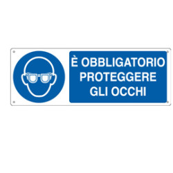 cartello alluminio 35x12,5cm 'e' obligatorio proteggere gli