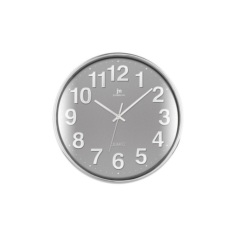 lowell justaminute 00816 quartz wall clock cerchio cromo, grigio