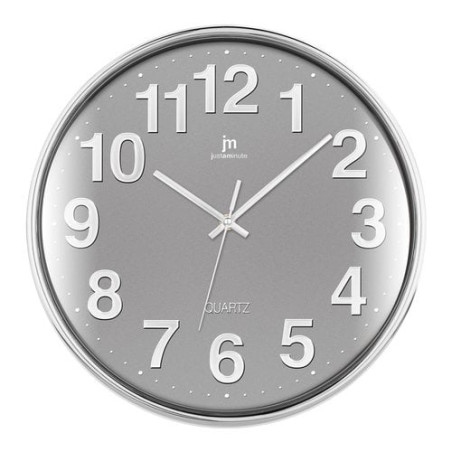 lowell justaminute 00816 quartz wall clock cerchio cromo, grigio