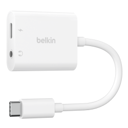 adattatore belkin rockstar con caricatore 3.5mm/usb-c 60w bianco