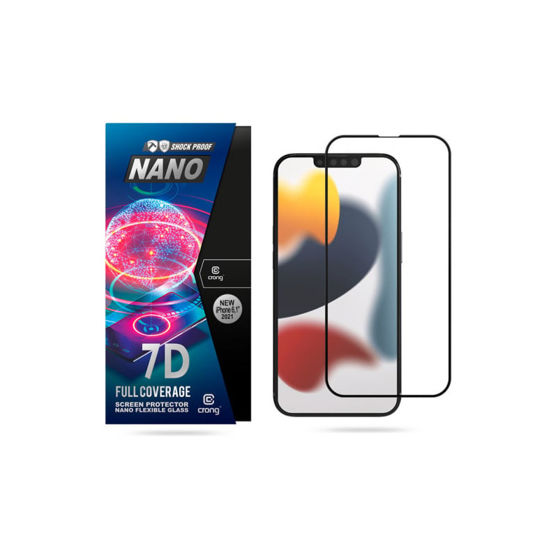 vetro proteggischermo crong 7d nano flexbile glass per iphone 14/13/13