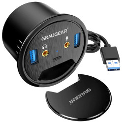 hub graugear usb 3.0 con connessione audio 2 porte nero