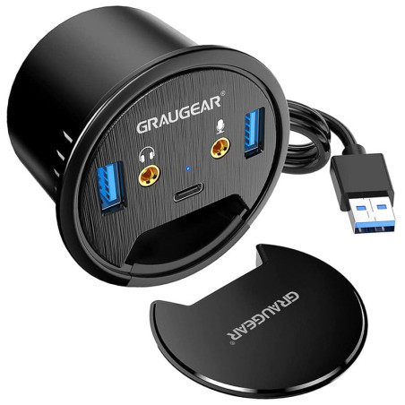 hub graugear usb 3.0 con connessione audio 2 porte nero