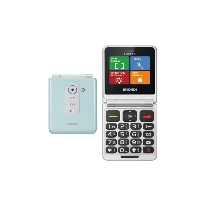 telefono cellulare brondi flipper 2.4" 2g/dual sim verde [10281072]