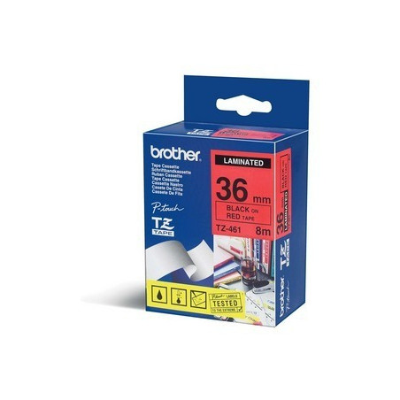 nastro laminato brother tze-461 36mmx8mt nero/rosso [tze461]