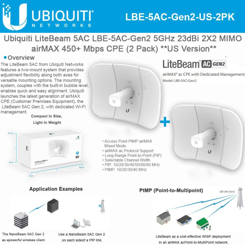 antenna ubiquiti litebeam 2u [nbe-5ac-gen2-eu]