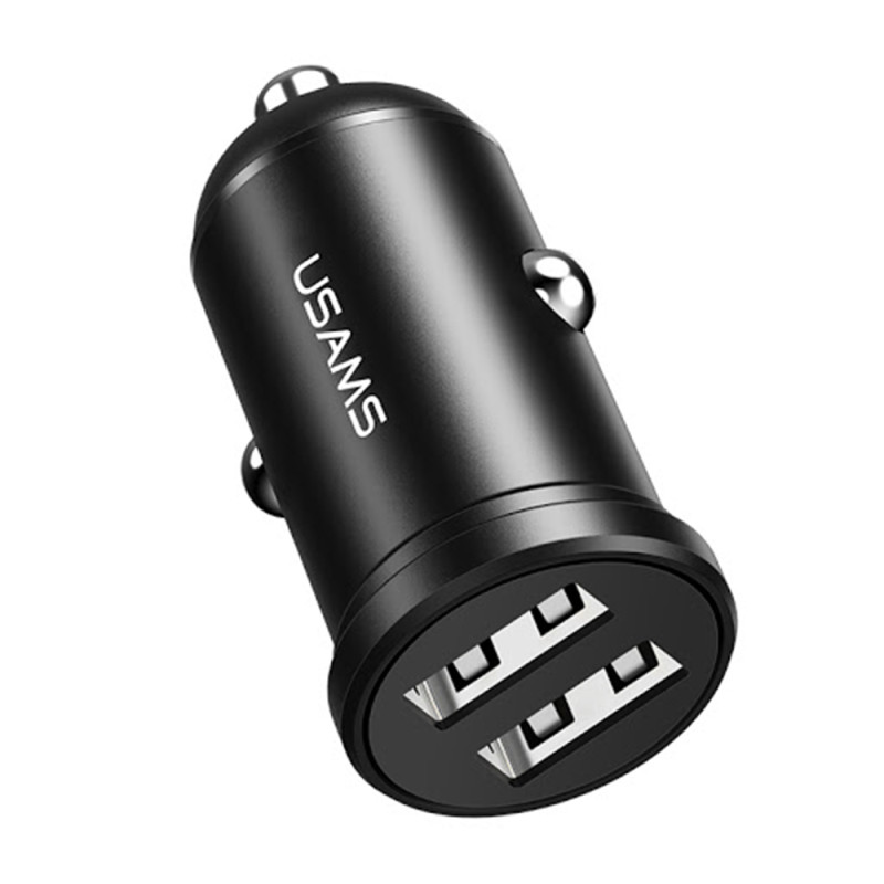 alimentatore da auto usams 2xusb 2.1a microusb nero [azusatlusa00867]