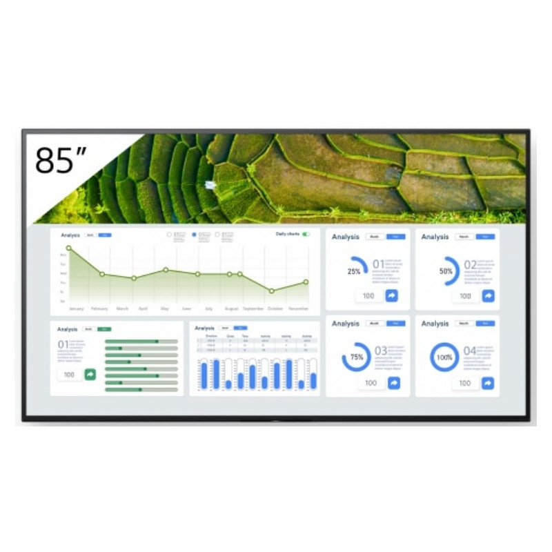 monitor digital signage led 85'' sony fw-85bz30l 4k ultra