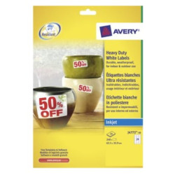 Etichette in poliestere avery bianco j4773-10 fogli (24 etichette/foglio