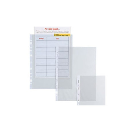 Buste trasparenti forate sei rota 25 pz. 15x21-150 liscio pesanti
