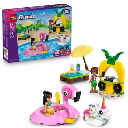 gioco da costruzione lego friends festa in piscina con unicorni e