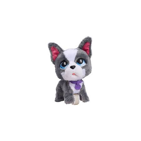 peluche just play furreal walk-a-lots bulldog francese bianco/grigio