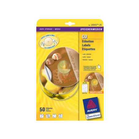 etichette avery laser bianche l6043-25 fogli (2 etichette/foglio)