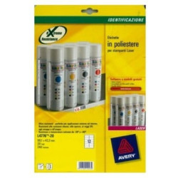 Etichette in poliestere avery bianco 99,1x42,3mm 12 etichette/foglio